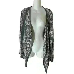 Faded Glory Sweater Women's Size XL Gray White  Cardigan Sweater Ladies XL